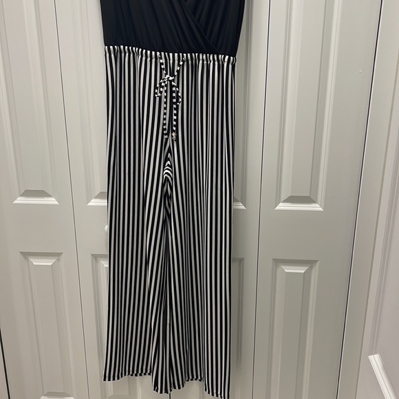 Black & Stripped Jumpsuit - Picture 2 of 3